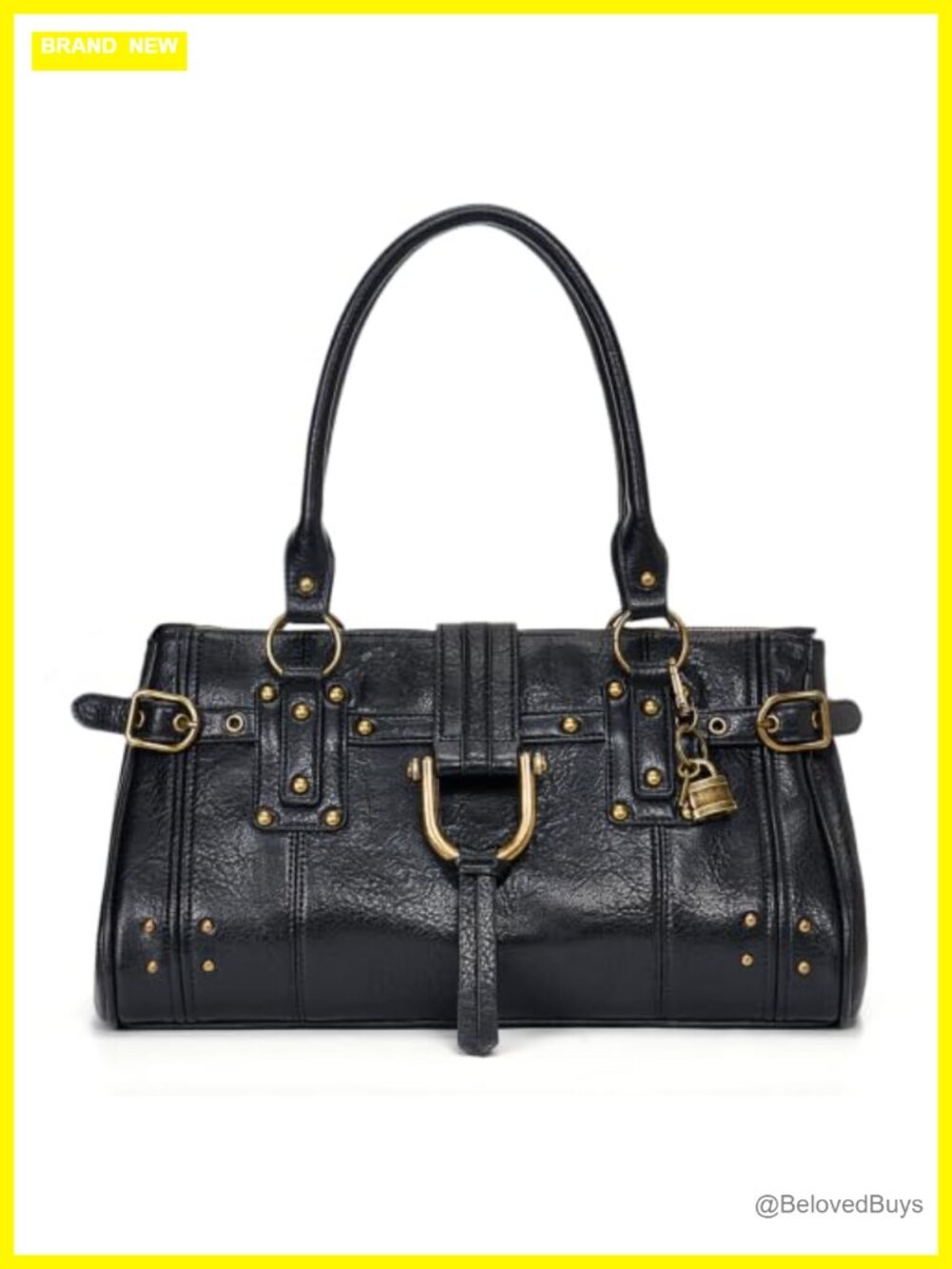 Slouchy Tote Bag Karlie Lock Shoulder Bag Y2K Hobo Purse PU Leather